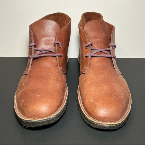 Mens CLARKS Originals Dark Tan Leather Desert Boots / Size 13 Medium main image 5